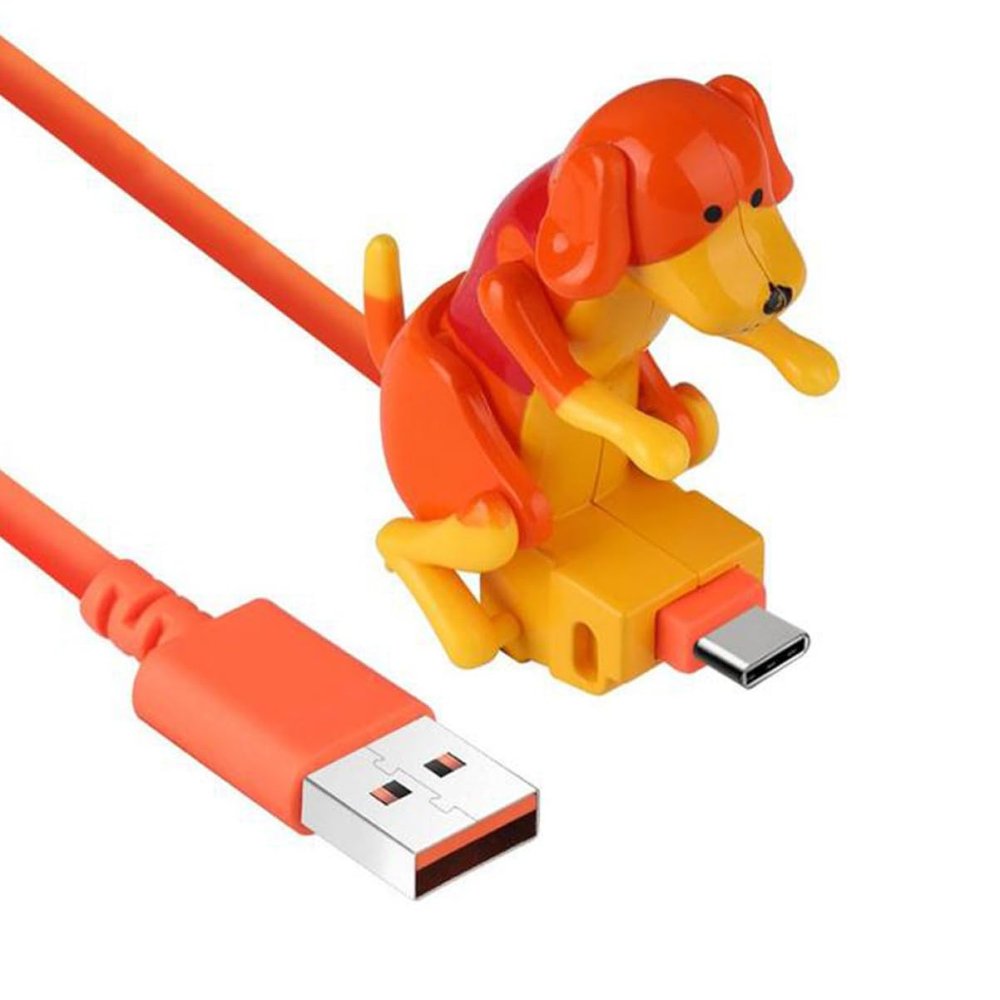 Dog Charging Cable, Funny Dog Smartphone USB Cable Cute Dog Data Cable Smartphone Charging Line Type-C, Orange