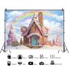 15x10ft Candyland Backdrop Pink Candy Castle Rainbow Blue Sky White Clouds Wonderland Photography Background Candyland Theme Girls Birthday Party Decorations Portraits Banner Photo Studio Props view 2
