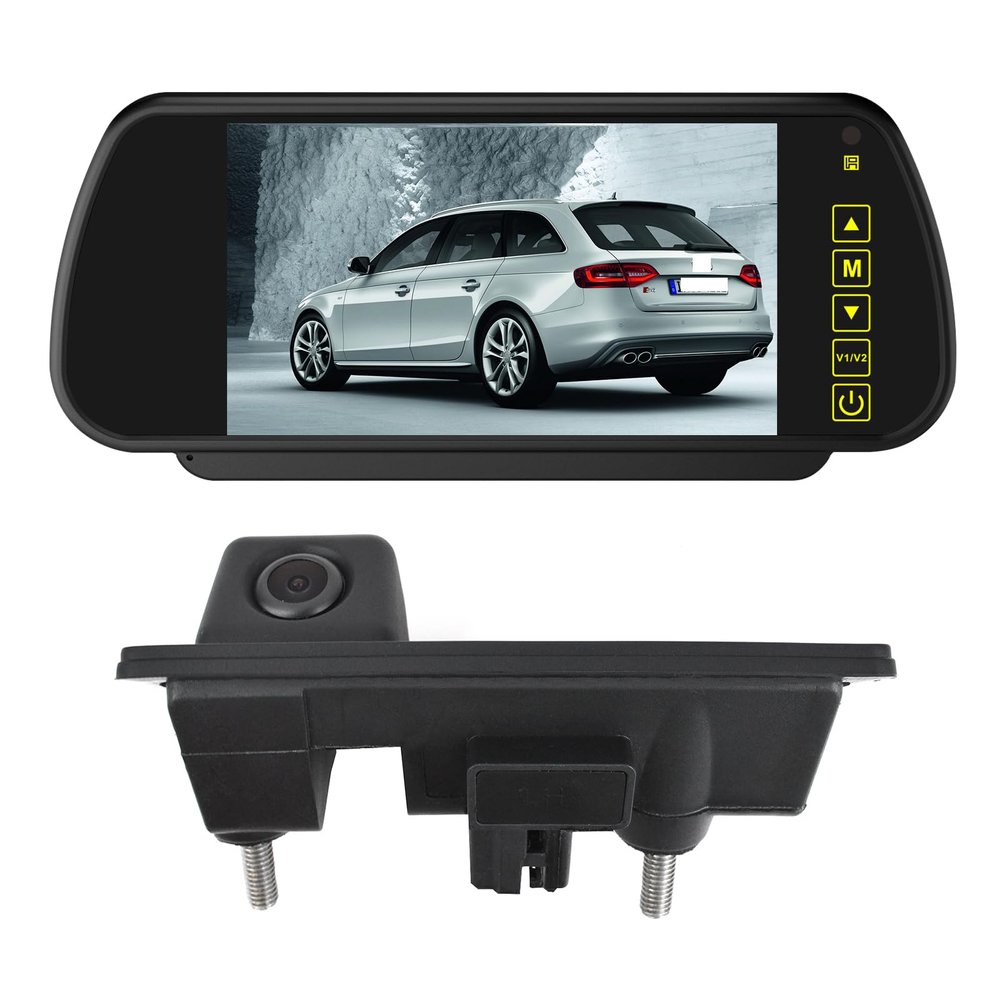 Car Trunk Handle Backup Camera for VW Jetta Sagitar Lavida Passat Sharan Caddy for Audio A3 A4 A5 A6 Q3 Q5 Q7 RS6 Rear View Camera Parking Reverse Backup Camera (7" Monitor kit)