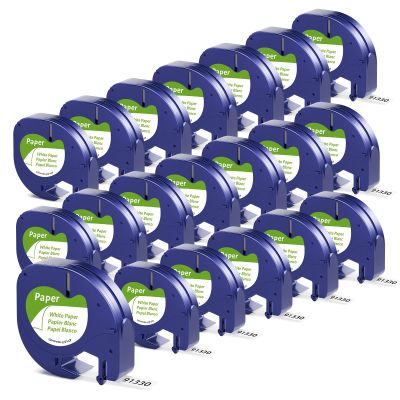 20-Pack Paper White Tape Replacement for Dymo Label Maker Refills 1/2" x 13' LetraTag Paper Label Tape 91330 Compatible with Dymo LetraTag LT-100T LT-100H LT-200B