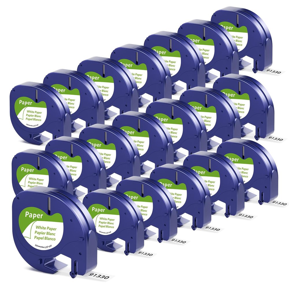 20-Pack Paper White Tape Replacement for Dymo Label Maker Refills 1/2" x 13' LetraTag Paper Label Tape 91330 Compatible with Dymo LetraTag LT-100T LT-100H LT-200B