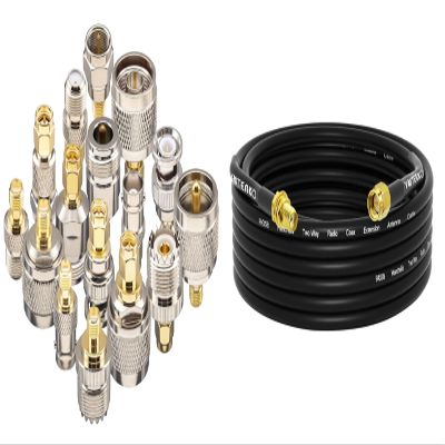 16 Type Set RF Coaxial FPV Connector Kit SMA to BNC UHF F N Type Connectors Kit & 25 Feet SMA Male to SMA Female Extension Cable