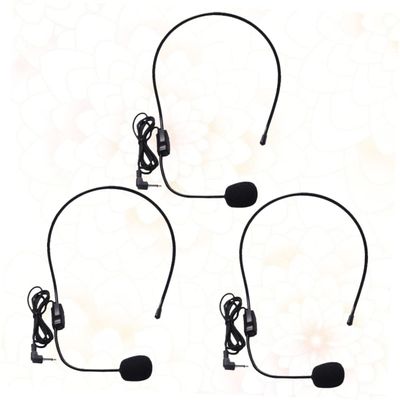 Alasum 3pcs Wired Head-Mounted Microphone with Loudspeaker Portable Voice Amplifier Mic for Teaching Presentations and Store Use Lightweight and Durable Design