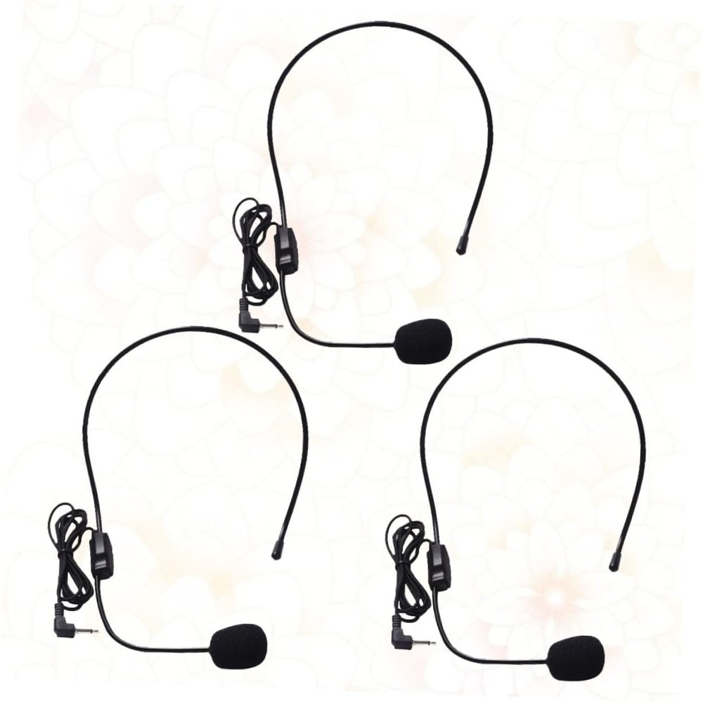 Alasum 3pcs Wired Head-Mounted Microphone with Loudspeaker Portable Voice Amplifier Mic for Teaching Presentations and Store Use Lightweight and Durable Design