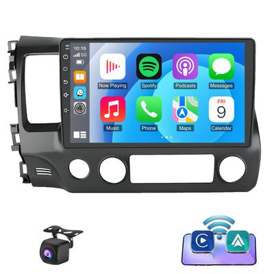10 inch Car Radio for Honda Civic 2006 2007 2008 2009 2010 2011 with Wireless Carplay Android Auto [2+32G] Touch Screen Stereo with WiFi Bluetooth FM RDS GPS DSP SWC+Backup Camera