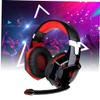 ARTIBETTER Breathing Led Light Game Headphones with Deep Bass Noise Cancelling Over-Ear Memory Earmuffs and Mic for Computer Gaming Red view 2