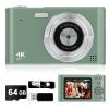 2025 Digital Camera - 1080P Vlog Camera, 44MP Compact, 16X Zoom, Anti-Shake, Green Gift for Kids view 1