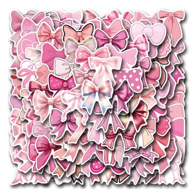 110PCS Coquette Bows Stickers Pink Bow Sticker Gifts for Girls Women, Kechup Cute Aesthetic Stickers for Journaling Water Bottles Laptop Luggage Waterproof Vinyl Decals