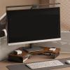Elitix Corner Monitor Stand Desk Monitor Riser with Acrylic Feet, Deco Triangle Desk Organizers with Metal Wire Hole, Standing Corner Desk Computer Stand Can for Printer(Brown) view 1