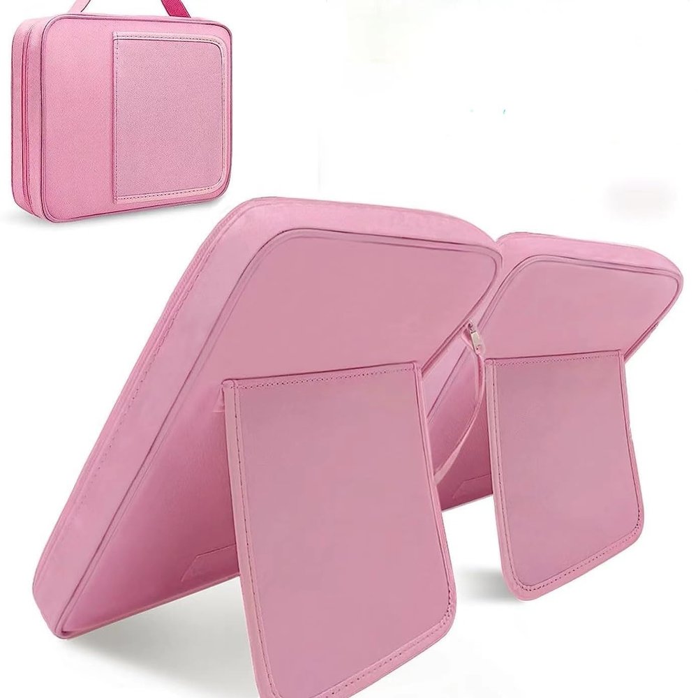 1PCS Handheld Portable Book Bag Book Reader Electronic Product Storage Bag Book Stand (Pink)