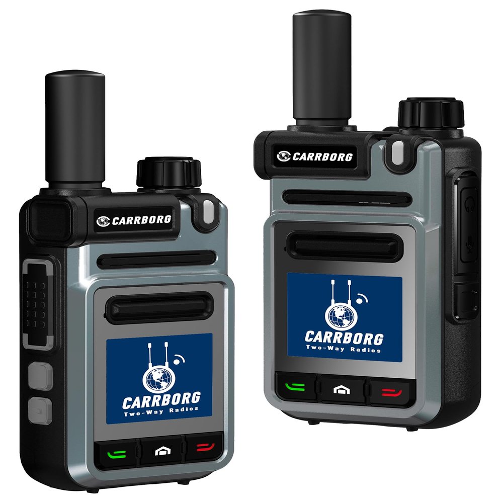 CARRBORG V1 Global 4G Walkie Talkie Long Range Handheld Unlimited Range Two Way Radios & 4000mAh Type-C Battery with SIM Cards2 Pack