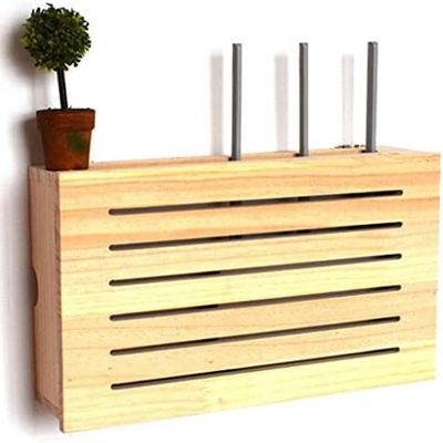 Router Cover Decorative Box Wall Mount Router Stand Storage Wall-Mounted Shelf Bracket Router Storage Box Home and Office Router Adjustable Cable Box Games Consoles,(39.5 * 9.5 * 23.5cm)
