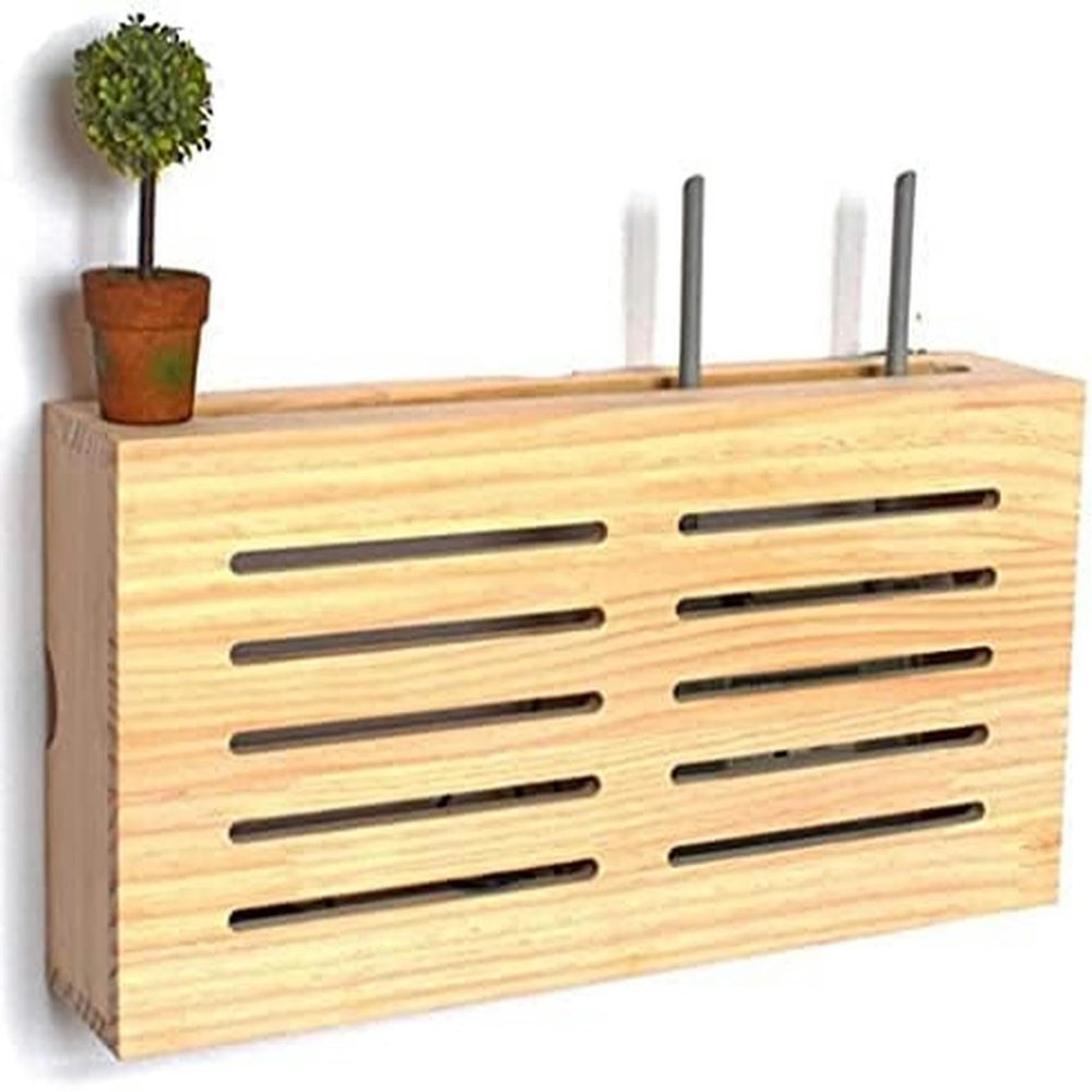 Router Cover Decorative Box Floating Wall Mounted Shelf Storage Box Router Equipment Wall Shelf for Living Room Hotel Home and Office Router Adjustable Cable Box Stan(48 * 9.5 * 23.5cm)