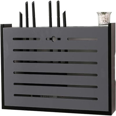 Router Storage Box,Cable Box wall Mount, Router Shelf, Router Storage Box Cable Management Boxes Rack Office & Home Desktop Organized Shelves(Grey b,41.2x9x25cm)