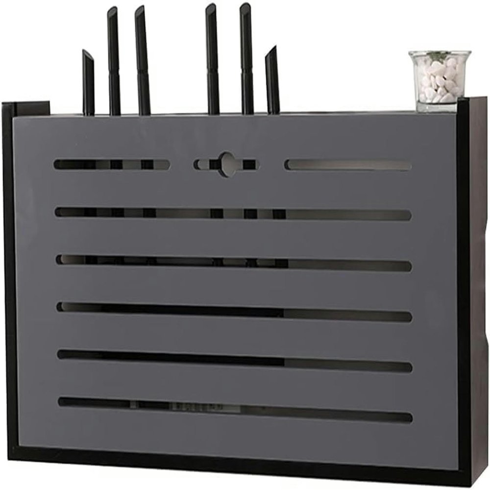 Router Storage Box,Cable Box wall Mount, Router Shelf, Router Storage Box Cable Management Boxes Rack Office & Home Desktop Organized Shelves(Grey b,41.2x9x25cm)