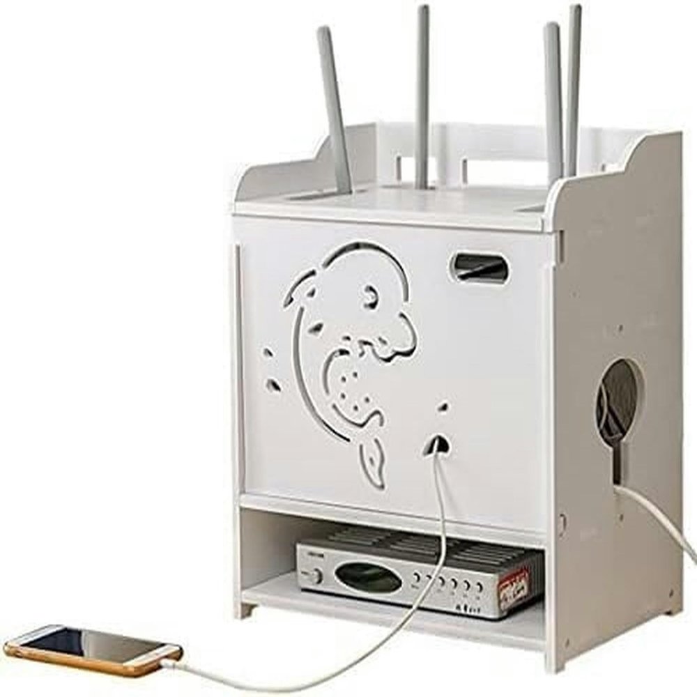 Router Cover Decorative Box Router Storage Box Router Bracket Set-top 3 Tiers Set-top Box Supports Home and Office Router Adjustable Cable Box Games Consoles, TV Accessories Stands(25 * 17 * 34cm)
