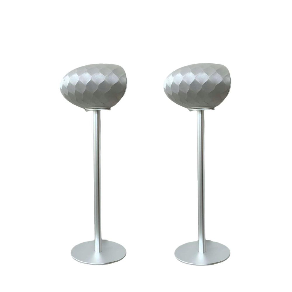 ZGOUO Speaker Floor Stand is Compatible with Bowers&Wilkins Formation Wedge Speakers Made of Aluminum Alloy Material Using Screws to fix The Audio, Hidden Power Cord Design (Silver Pair)