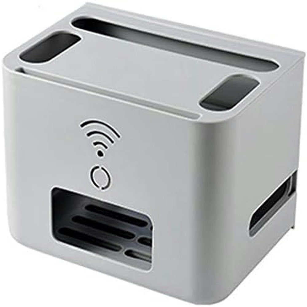 Router Cover Decorative Box Router Storage Box,Router Storage Box Router Bracket Set-top Box 2 Tiers Set-top Box Supports Home and Office Router Adjustable Cable Box Stands(Gray)