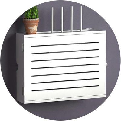 Router Storage Box,Cable Box wall Mount, Router Shelf, Wall Mounted Router Storage Box TV Lower Row Socket Occlusion Box Wireless Router Shelf(White a,42.4x32.4x10cm)