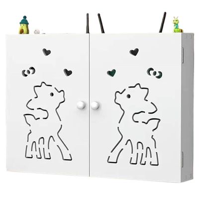 Router Storage Box,Cable Box wall Mount, Router Shelf, Router Storage Box Wall Mount Hidden Cable Tidy Box for Home and Office Decorative Floating Shelves(White b,55x40x9cm)
