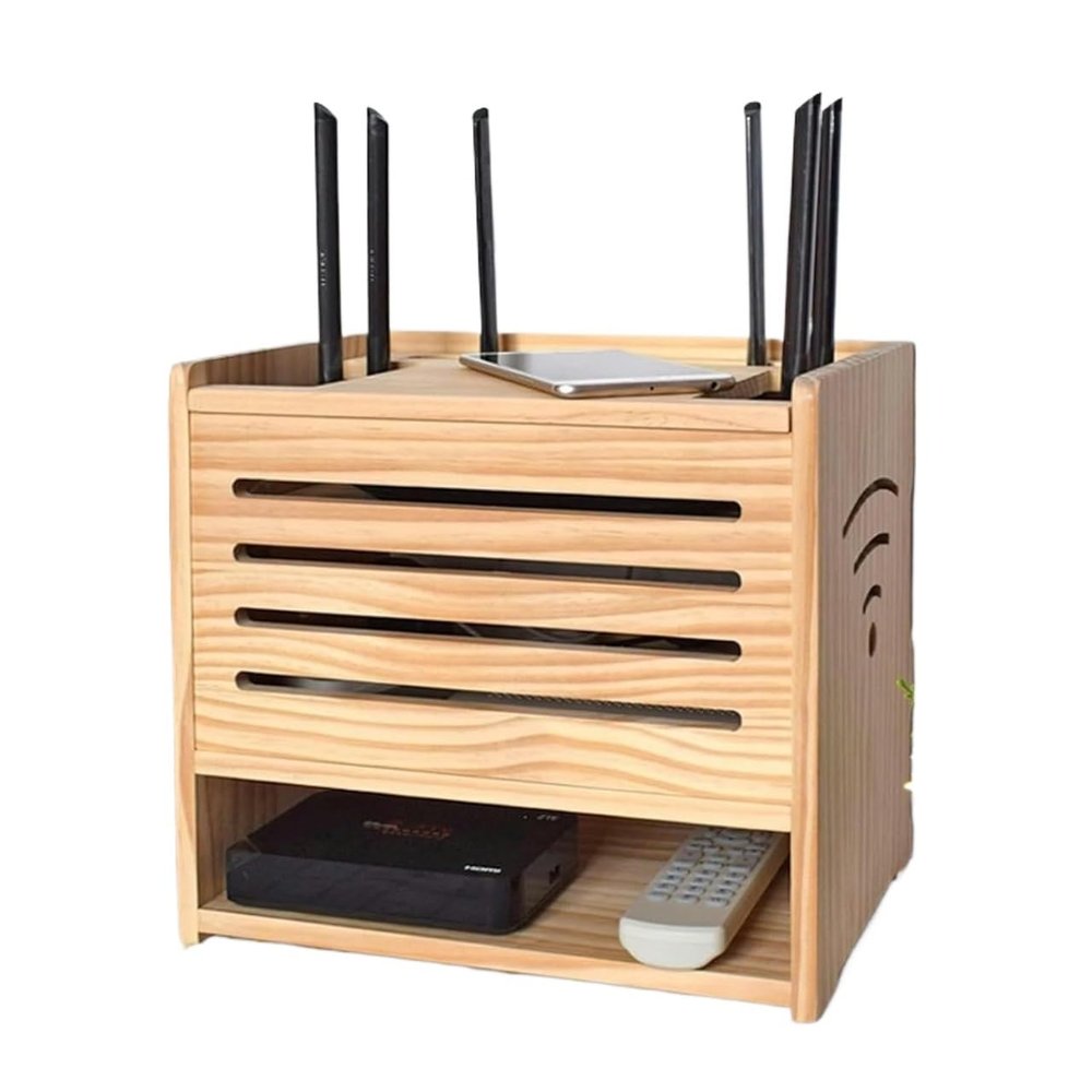 Router Storage Box,Cable Box wall Mount, Router Shelf, Wooden Cable Management Boxes for Router Cable Organizer Power Charger Desktop Storage Organizer Box(Dark Green)