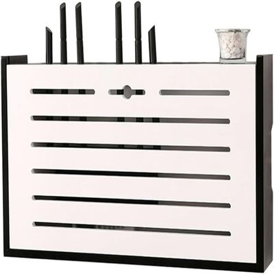 Router Storage Box,Cable Box wall Mount, Router Shelf, Router Storage Box Cable Management Boxes Rack Office & Home Desktop Organized Shelves(White b,41.2x9x25cm)