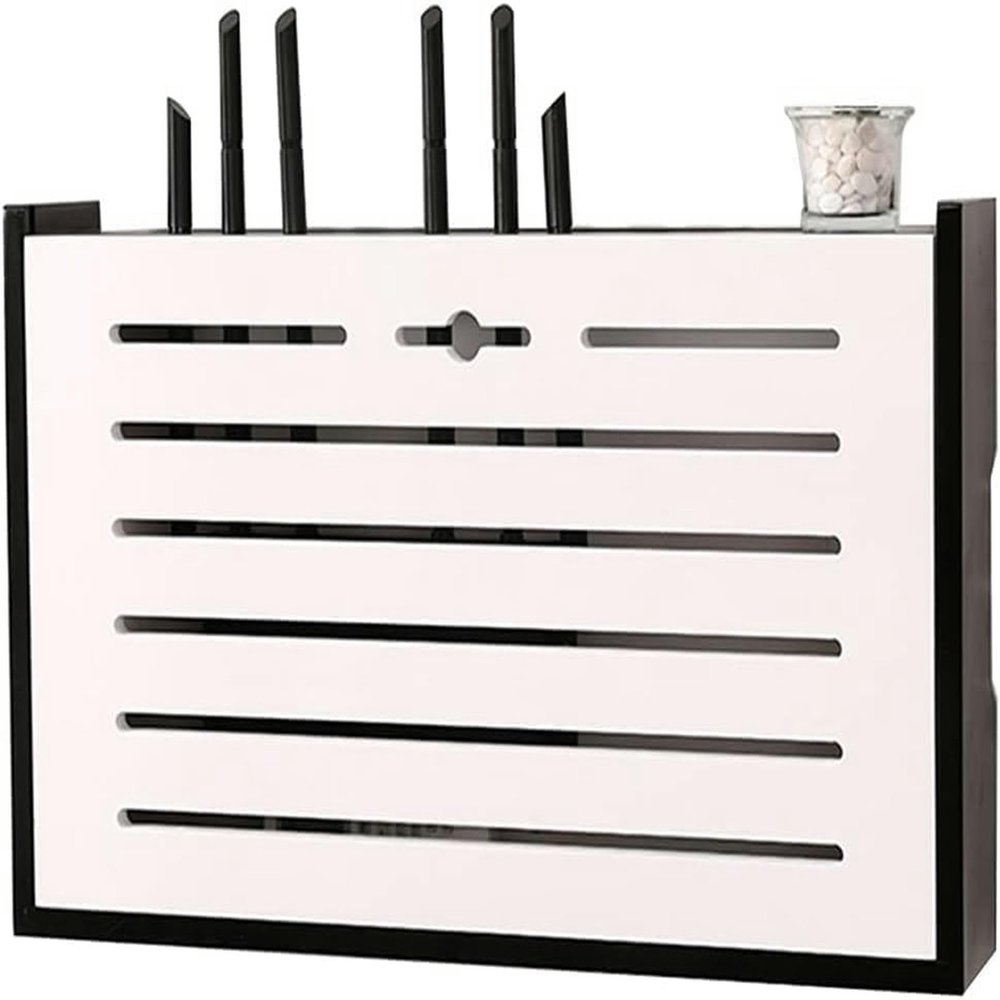 Router Storage Box,Cable Box wall Mount, Router Shelf, Router Storage Box Cable Management Boxes Rack Office & Home Desktop Organized Shelves(White b,41.2x9x25cm)