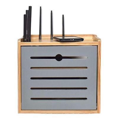 Router Storage Box,Cable Box wall Mount, Router Shelf, Desktop Hider Rack Router Fenches Router Organizer Power Strip and Cable Management Storage Box(Brown)