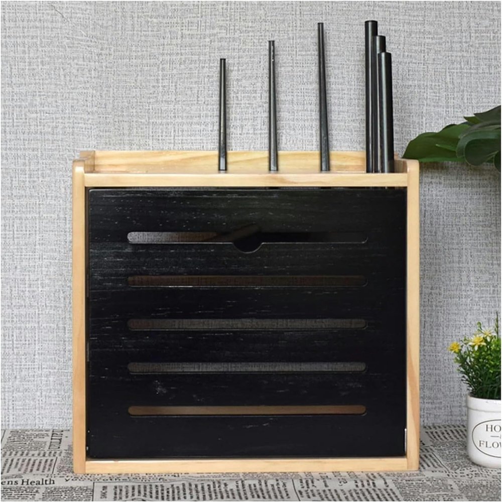 Router Storage Box,Cable Box wall Mount, Router Shelf, Desktop Hider Rack Router Fenches Router Organizer Power Strip and Cable Management Storage Box(Black)