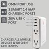 Austere V Series, Appliance Wall Power 4 Outlet Surge Protector for Kitchen, 3000 Joules, 1 USB-C 20W Fast Charger, 2.4 amps USB-C and A Ports, Overcurrent Protection, 5 Year Component Guarantee view 4
