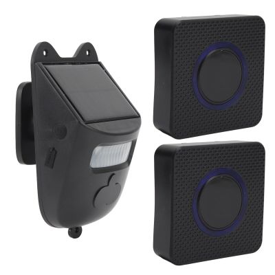 RYGVPR Solar Driveway Alarm, Solar Driveway Alarm with 120 Degree Detection: 2 Receivers, 38 Songs, Sensitivity -, Surveillance Systems