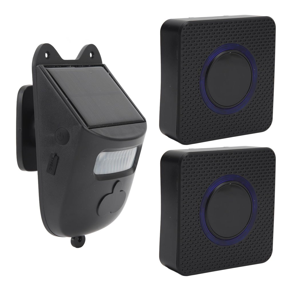 RYGVPR Solar Driveway Alarm, Solar Driveway Alarm with 120 Degree Detection: 2 Receivers, 38 Songs, Sensitivity -, Surveillance Systems