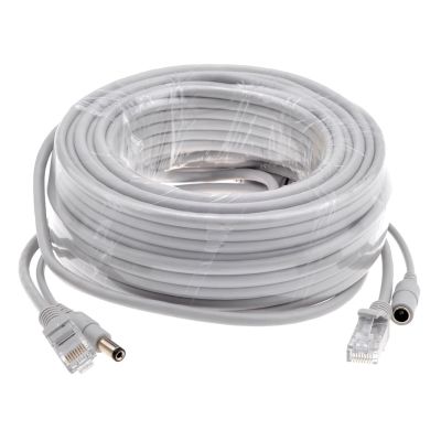 ACGTUY CAT5/CAT-5e Ethernet Cable RJ45 + DC Power Supply Network LAN Cable 5M/10M/15M/20M/30M Suitable Compatible with The System IP Cameras and NVR Systems(5M)