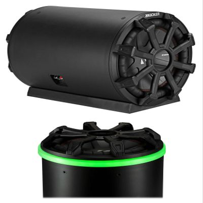 Kicker Bundle: Kicker 46CWTB102 TB 10" 800w Marine Loaded Subwoofer Enclosure+Passive Radiator Bundle with Kicker 47KLSR10 KLSR 10" Weather Proof LED Speaker/Subwoofer Ring Light (2 Items)