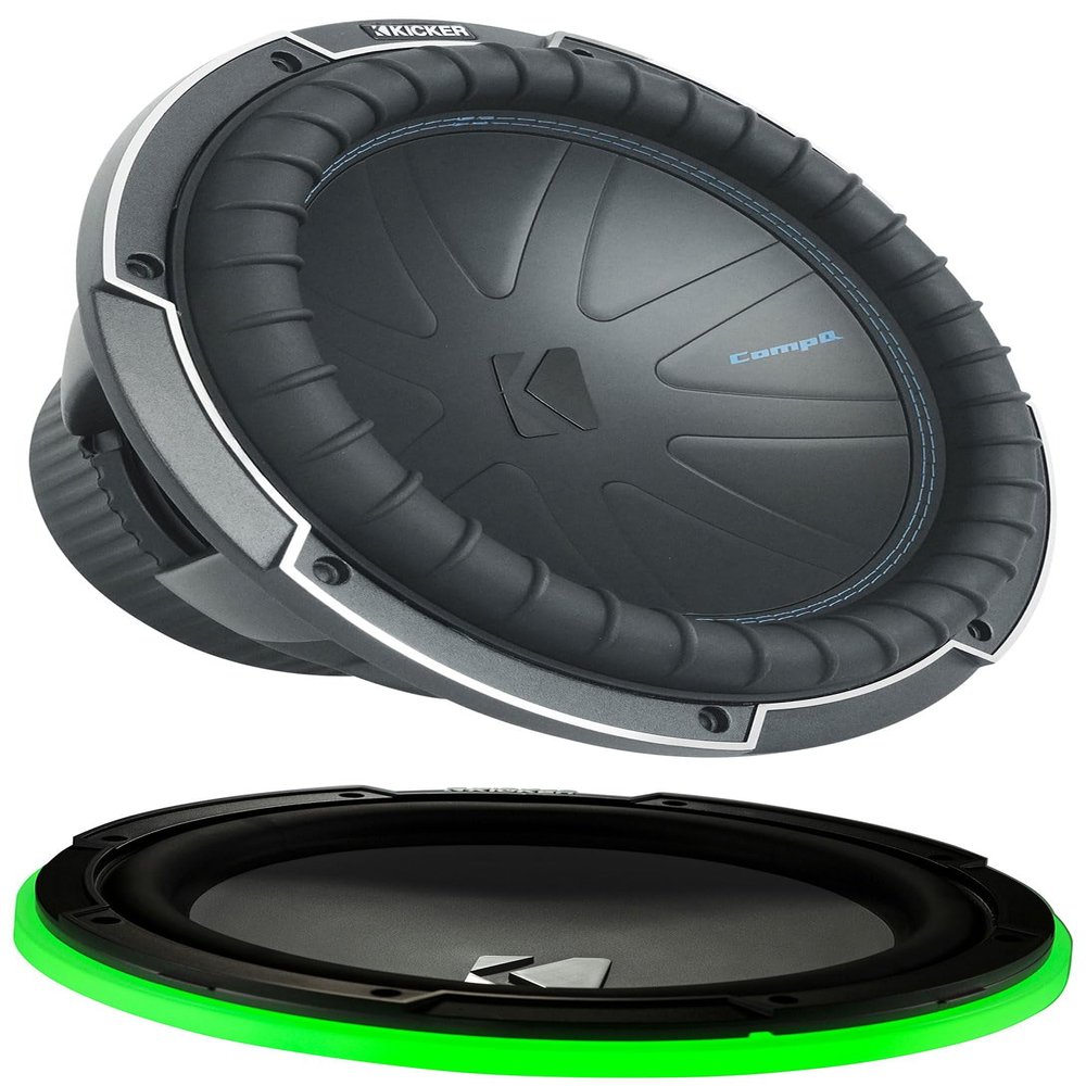 Kicker Bundle: Kicker 51CWQ124 COMP Q 12" 1000 Watt Car Stereo Subwoofer DVC 4 Ohm Sub CWQ124 Bundle with Kicker 47KLSR12 KLSR 12" Weather Proof LED Speaker/Subwoofer Ring Light KLSR12 (2 Items)