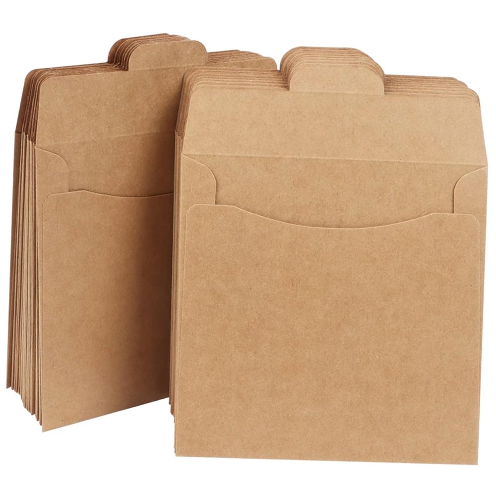 MOLUCKFU 50pcs Eco-friendly Kraft Paper Cd Envelopes Shipping Packages Favor Bags