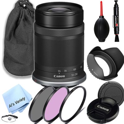 Canon RF-S 55-210mm f/5-7.1 is STM Lens (Canon RF),3 Piece Filter Kit,Lens Pouch,Hood and More (11pc) (Renewed)