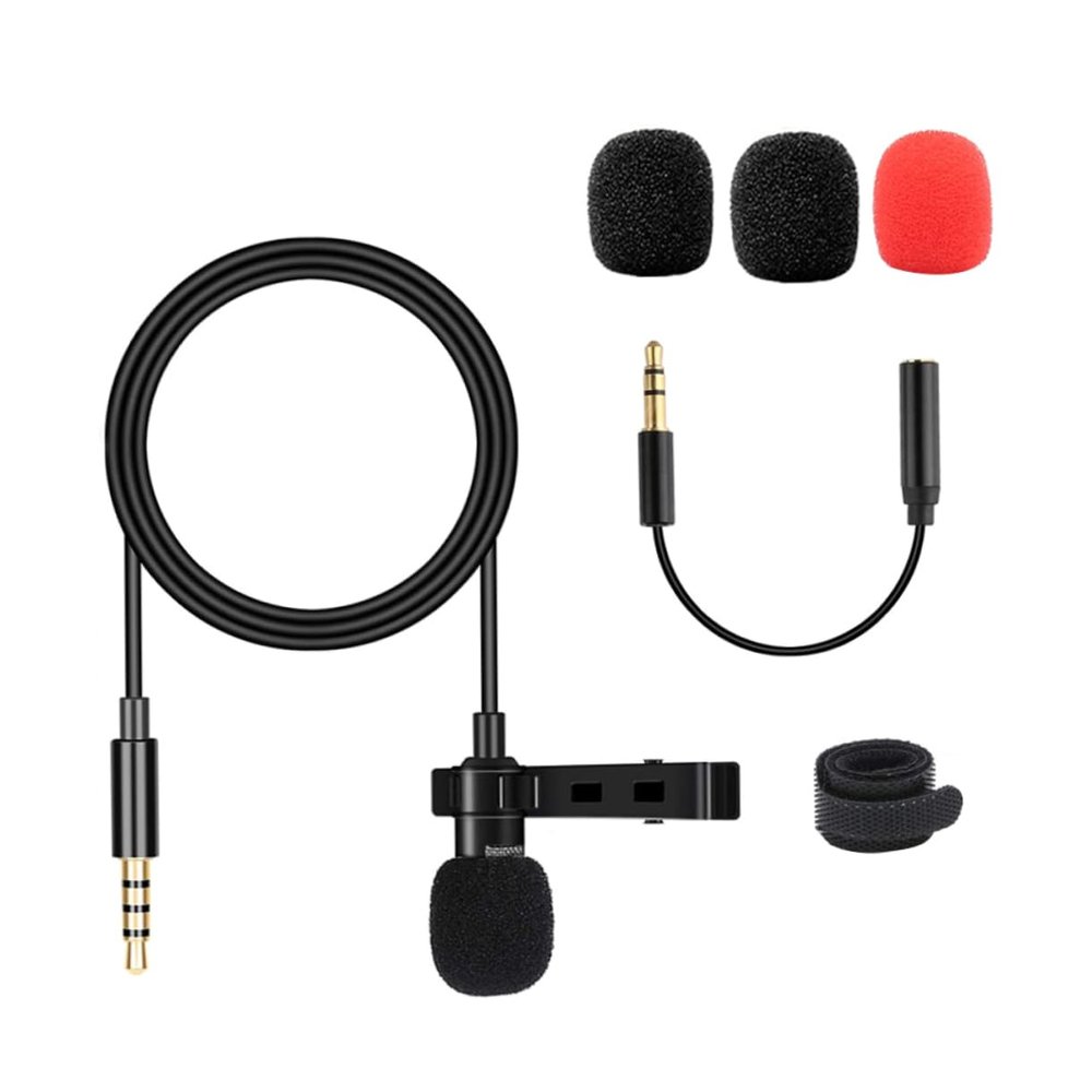 BELLIFFY Clip Omnidirectional Lavalier Microphone Audio for Recording Interviews and Webcasts Lightweight Design for Smartphones and Computers Black