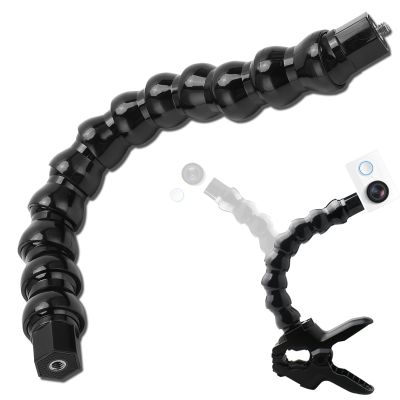 lvifloae FLW 265 Flexible Monopod Gooseneck Jaws Mount 1 4in Screw Holes to 1 4in Screw 12 Section for Sport Camera Photography Accessory