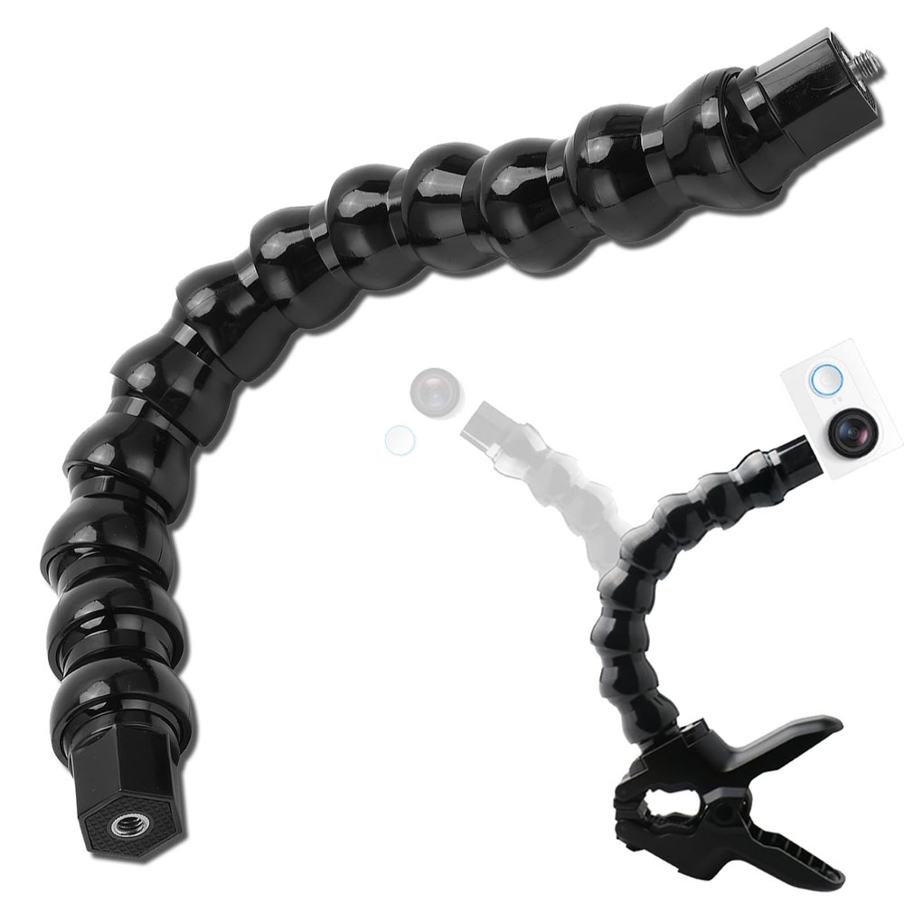 lvifloae FLW 265 Flexible Monopod Gooseneck Jaws Mount 1 4in Screw Holes to 1 4in Screw 12 Section for Sport Camera Photography Accessory