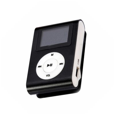 BRIGHTFUFU 32gb Mini USB Clip Player LCD Screen Supports Card Portable Music Player for Sports and Travel Black