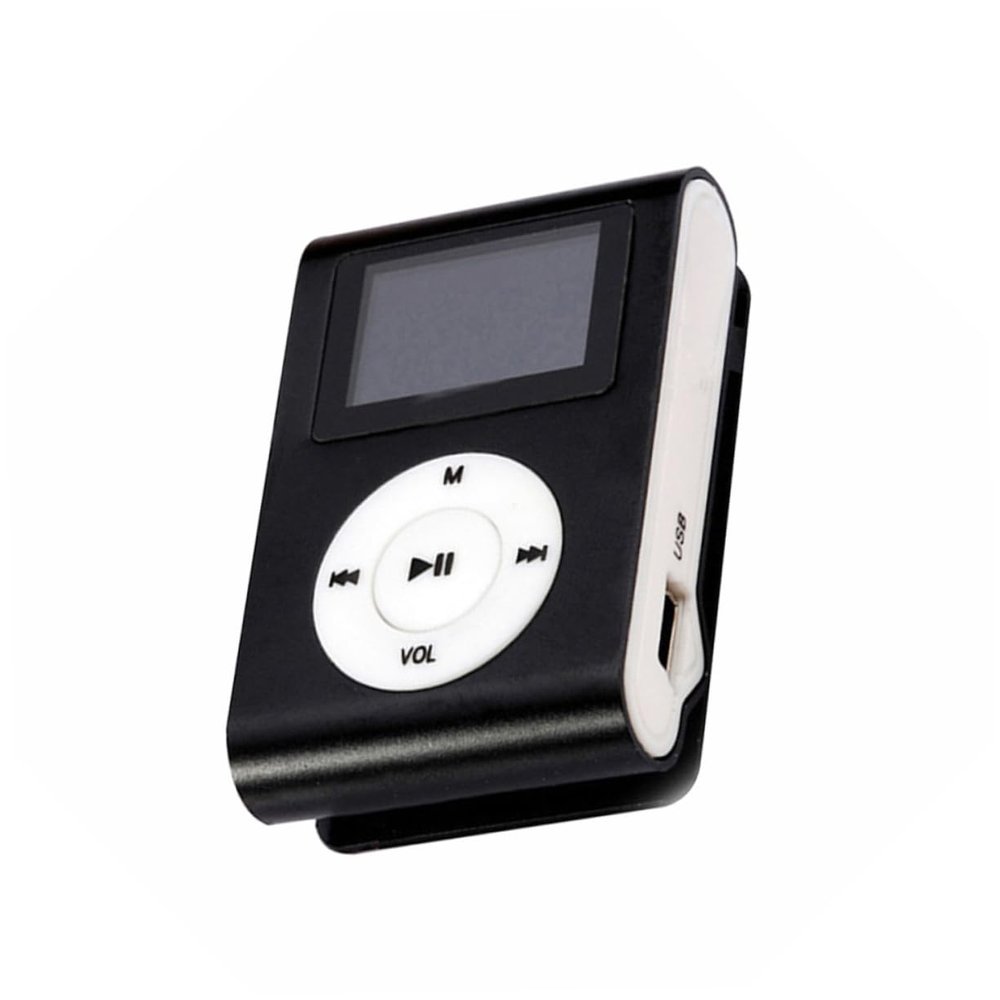 BRIGHTFUFU 32gb Mini USB Clip Player LCD Screen Supports Card Portable Music Player for Sports and Travel Black