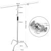 2-Packs Heavy Duty C Stand with Wheel and Boom Arm Adjustable 10.8ft Stainless Steel Reflector Light Stand C-Stand with Grip Head&Sandbag&Clamps&Strong Carry Bag for Photography Studio Video Shooting view 2