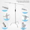 2-Packs Heavy Duty C Stand with Wheel and Boom Arm Adjustable 10.8ft Stainless Steel Reflector Light Stand C-Stand with Grip Head&Sandbag&Clamps&Strong Carry Bag for Photography Studio Video Shooting view 3