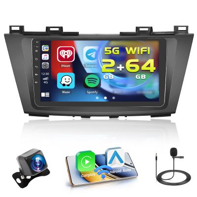 for Mazda 5 CW 2010-2015 Fuluku 2+64GB Android 13 Radio with Wireless Carplay Android Auto, 9" Touch Screen Stereo GPS WiFi Bluetooth SWC Mic Backup Cam