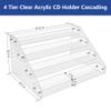 4Tier Clear Acrylic CD Holder - Cascading CD & DVD Storage Rack with Vinyl Record Stand - Holds up to 32 Cases (Large, Clear) view 2