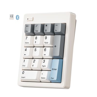Kisnt FD17 Wireless Mechanical Number Pad, Bluetooth 5.0& 2.4G Dual Mode Numeric Keypad, 17 Keys Hot Swappable Numpad with PBT Keycaps for Laptop/PC/TKL Keyboards(Beige, Linear Switch)
