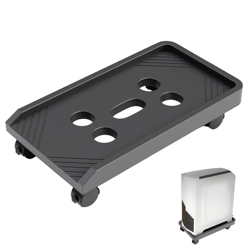 CPU Stand Desktop PC Tower Stand CPU Stand,Vented PC Tower Stand,Under Desktop CPU Holder Mobile Gaming PC Floor Stand with 4 Wheels Computer Mid-Tower Case(Black,With wheels)