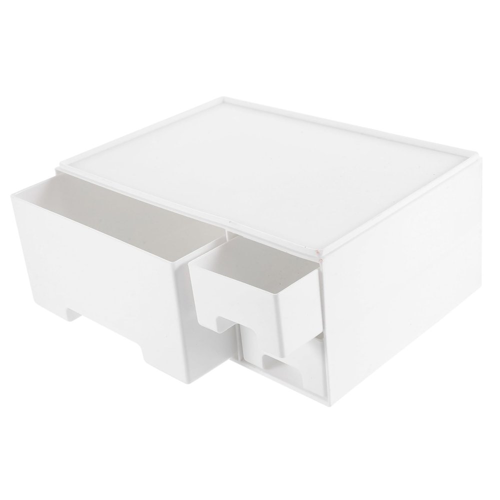 1pc Laptop Monitor Riser Drawer Storage Organizer for Home Office White Elevated Computer Stand for Stationery Sundries and Cosmetics