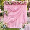10ftx12ft Wrinkle Free Pink Backdrop Curtain, 2 Panels 12FT Height Pastel Pink Drapes for Wedding Backdrop, Silky Polyester Photo Back Drop Cloth for Birthday Party Photography Background view 1